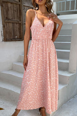 Robe longue imprimée à bretelles spaghetti réglables