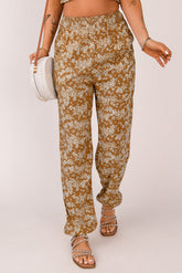 Hose mit gesmoktem Bund und Blumenmuster