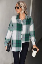 Chemise longue à col à carreaux