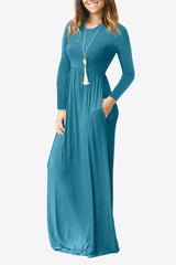 Robe à col rond et taille empire avec poches