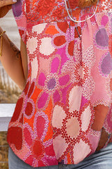 Bluse mit gerafftem Blumendetail und Flügelärmeln