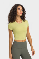 Round Neck Short Sleeve Cropped Sports T-Shirt