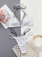 Zweiteiliges Neckholder-Bikini-Set mit Kunstschichten