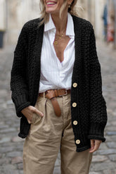 Grobstrick-Strickjacke in Übergröße mit Knopfleiste vorne in Rot von Sandalwood