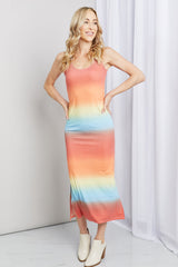 Robe mi-longue fendue sans manches dégradée Zenana