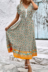 Robe bohème à col en V et manches flottantes