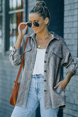 Strukturierte Button-Down-Hemdjacke mit Taschen