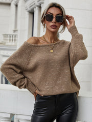 Pullover mit gerolltem Saum und Raglanärmeln