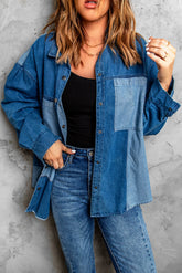 Jeansjacke mit Farbblock und Druckknöpfen