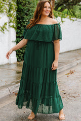 Robe à volants et épaules dénudées à pois grande taille