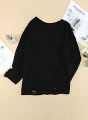 Pullover mit Rundhalsausschnitt, überschnittenen Schultern und Used-Look