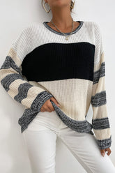 Striped Dropped Shoulder Pullover Sweater