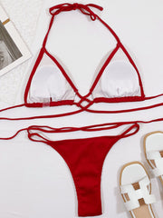 Neckholder-Bikini-Set mit überkreuzten Rippenmuster