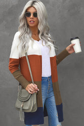 Cardigan ouvert sur le devant à blocs de couleurs