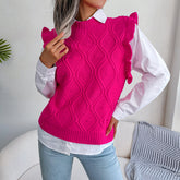 Gilet pull côtelé à volants et épaules