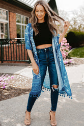 Cardigan ouvert à imprimé pompons