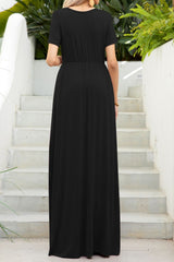 Robe longue à col rond et poches