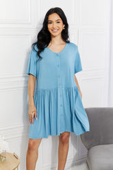 Yelete Full Size Oh Sweet Button Up Flare Dress