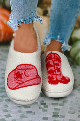 White Cute Cartoon Boot Style Slippers