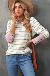 Haut boutonné en tricot gaufré imprimé