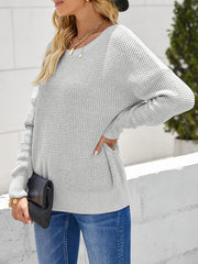 Waffelstrickpullover mit überkreuztem Rücken