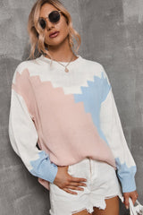 Strickpullover mit Farbblockdesign und überschnittener Schulter