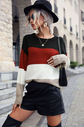 Langarmpullover mit Rundhalsausschnitt und Farbblockdesign
