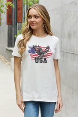Simply Love USA Star Stripe Eagle Graphic Cotton Tee