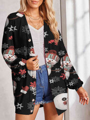 Printed Button Up Long Sleeve Cardigan