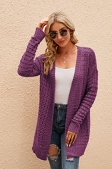 Cardigan mit horizontaler Rippung und offener Vorderseite