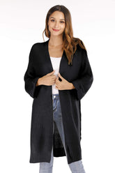 Open Front Slit Exposed Seam Cardigan