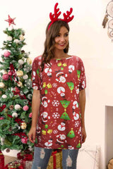 T-shirt de Noël à col rond et manches courtes