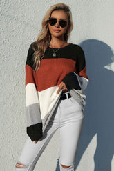 Pull rayé en maille côtelée