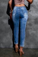 Jeans mit Knopfleiste und Mittelnaht und hohem Bund