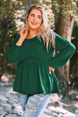 Haut babydoll à manches ballon smockées grande taille