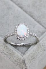 Opal 925 Sterling Silber Halo Ring