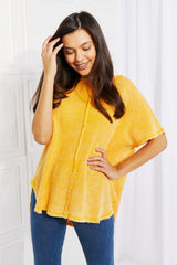 Haut Zenana Start Small en tricot gaufré délavé en or jaune