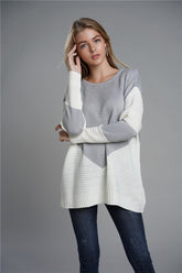 Zweifarbiger Pullover mit Chevron-Muster