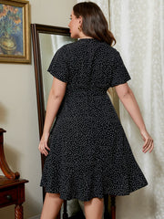 Robe imprimée à manches courtes grande taille