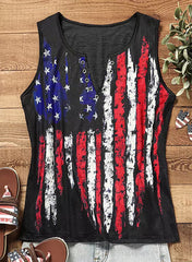 Star Stripe Notched Neck Tank