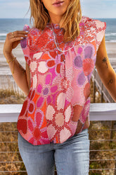 Bluse mit gerafftem Blumendetail und Flügelärmeln