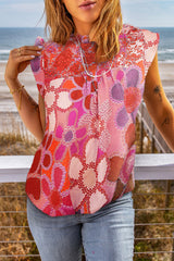 Bluse mit gerafftem Blumendetail und Flügelärmeln