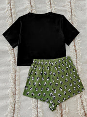 Graphic Tee Panda Print Shorts Lounge Set