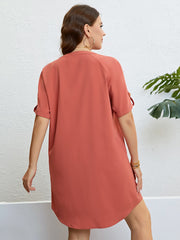 Robe droite boutonnée à col cranté grande taille