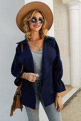 Flounce Sleeve Peplum Trench Coat