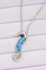 Opal Seepferdchen 925 Sterling Silber Halskette