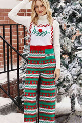Weihnachts-Strick-Overall mit geradem Bein