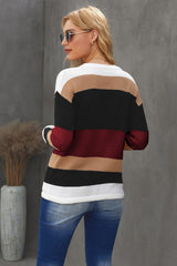 Strickoberteil mit Kordelzug und Farbblockdesign