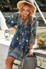 Robe bohème à col noué et manches ballon