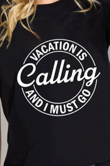 Simply Love VACATION IS CALLING I MUST GO Graphic Cotton T-Shirt